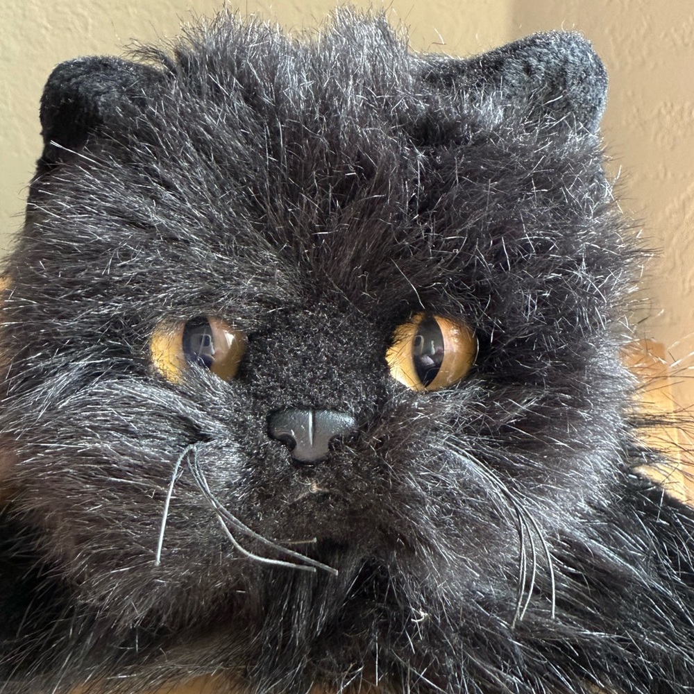 Vintage TY Onyx Black Cat Plush Persian Realistic Stuffed Animal - Picture 5 of 10